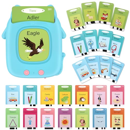 Foydream Sprechende Lernkarten Deutsch & Englisch, Sprechen Lernen Ab 2 3 4 5 6 Jahre, Lernkarten Kinder, Jungen Mädchen Lernspielzeug, Kinder Vorschulkinder Geschenk, 224 Deutsche Wörter Spielzeug von Foydream