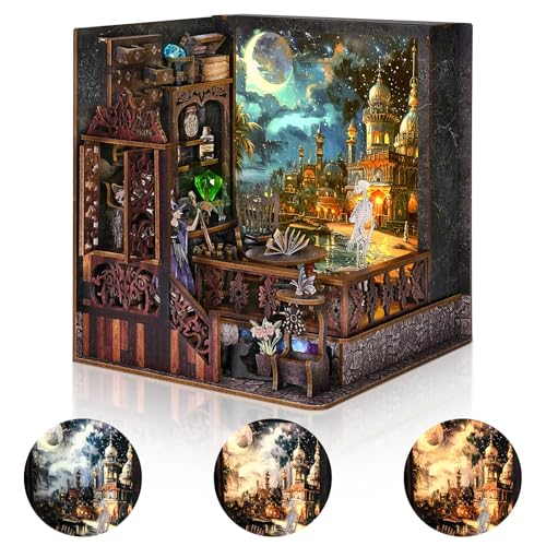 Foyucool DIY Book Nook Kit, Miniatur Bücherregal Dekor mit LED-Lichtern, lasergeschnittenes Holzbastelset für Erwachsene, kreatives Geschenk für Weihnachten, Geburtstag, magische Erkundung Foyucool DIY Book Nook Kit, Miniatur Bücherregal Dekor mit LED-Lichtern, lasergeschnittenes Holzbastelset für Erwachsene, kreatives Geschenk für Weihnachten, Geburtstag, magische Erkundung von Foyucool