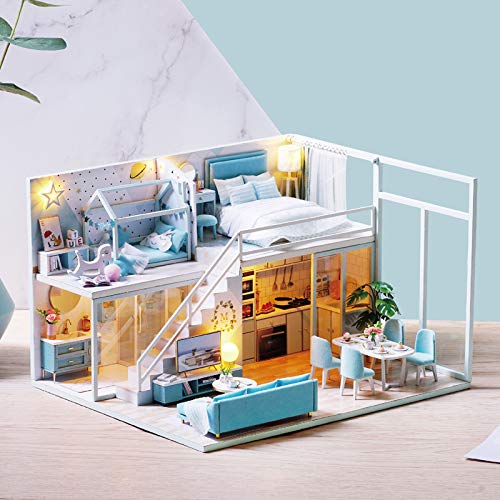 Foyucool DIY Miniatur Haus Kit, Puppenhaus Kit mit Möbeln, Mini Haus Making Kit für Erwachsene zum Bauen, Halloween/Weihnachtsdekorationen/Geschenke, L-028 von Foyucool