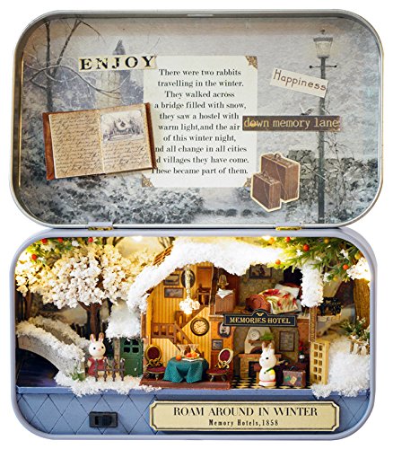 Foyucool DIY Miniatur Haus Kit, Puppenhaus Kit mit Möbeln, Mini Haus Making Kit für Erwachsene zum Bauen, Halloween/Weihnachtsdekorationen/Geschenke, Winterwanderungen von Foyucool