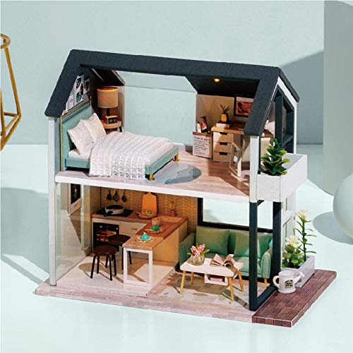 Foyucool DIY Miniatur Haus Kit, Puppenhaus Kit mit Möbeln, Mini Haus Making Kit für Erwachsene zum Bauen Halloween Weihnachten Dekorationen Geschenke QL-001 von Foyucool