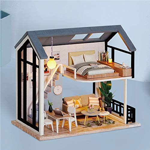 Foyucool DIY Miniatur Haus Kit, Puppenhaus Kit mit Möbeln, Mini Haus Making Kit für Erwachsene zum Bauen Halloween Weihnachten Dekorationen Geschenke QL-002 von Foyucool
