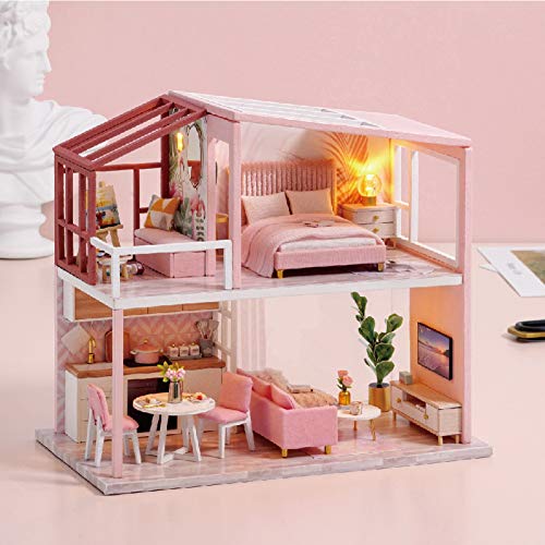 Foyucool DIY Miniatur Haus Kit, Puppenhaus Kit mit Möbeln, Mini Haus Making Kit für Erwachsene zum Bauen Halloween Weihnachten Dekorationen Geschenke QL-003 von Foyucool