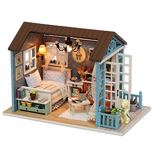 Foyucool Miniaturhaus-Set zum Selbermachen, Puppenhaus-Set mit Möbeln, Mini-Haus-Bastelset für Erwachsene zum Bauen, Halloween/Weihnachtsdekorationen/Geschenke, 8007 von Foyucool