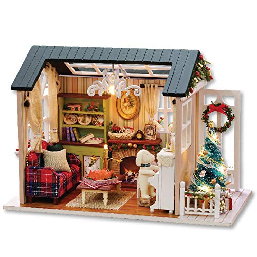 Foyucool Miniaturhaus-Set zum Selbermachen, Puppenhaus-Set mit Möbeln, Mini-Haus-Bastelset für Erwachsene zum Bauen, Halloween/Weihnachtsdekorationen/Geschenke, 8009 von Foyucool