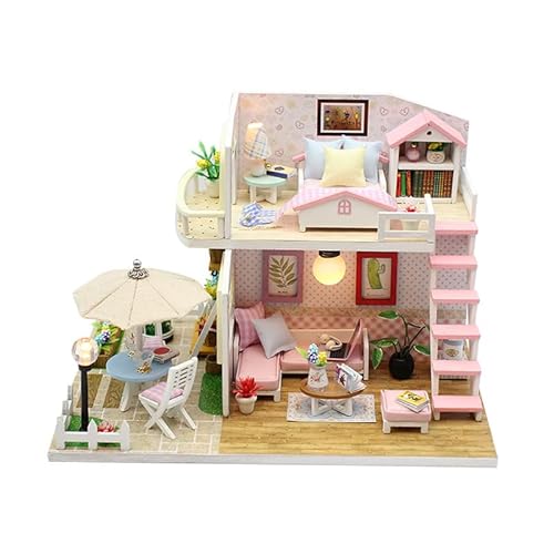 Foyucool Miniaturhaus-Set zum Selbermachen, Puppenhaus-Set mit Möbeln, Mini-Haus-Bastelset für Erwachsene zum Bauen, Halloween/Weihnachtsdekorationen/Geschenke, M033 von Foyucool