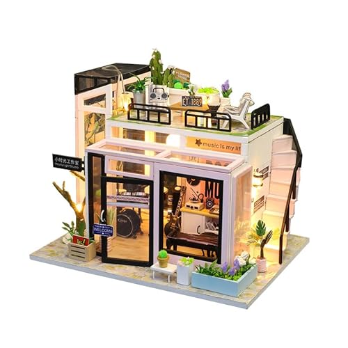 Foyucool Miniaturhaus-Set zum Selbermachen, Puppenhaus-Set mit Möbeln, Mini-Haus-Bastelset für Erwachsene zum Bauen, Halloween/Weihnachtsdekorationen/Geschenke, M903 von Foyucool