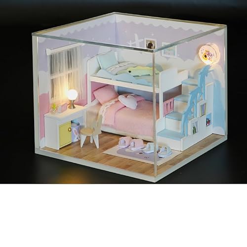 Foyucool Miniaturhaus-Set zum Selbermachen, Puppenhaus-Set mit Möbeln, Mini-Haus-Bastelset für Erwachsene zum Bauen, Halloween/Weihnachtsdekorationen/Geschenke, S2003 von Foyucool