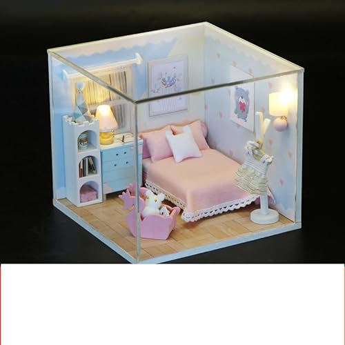 Foyucool Miniaturhaus-Set zum Selbermachen, Puppenhaus-Set mit Möbeln, Mini-Haus-Bastelset für Erwachsene zum Bauen, Halloween/Weihnachtsdekorationen/Geschenke, S2005 von Foyucool
