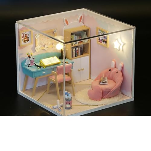 Foyucool Miniaturhaus-Set zum Selbermachen, Puppenhaus-Set mit Möbeln, Mini-Haus-Bastelset für Erwachsene zum Bauen, Halloween/Weihnachtsdekorationen/Geschenke, S2006 von Foyucool