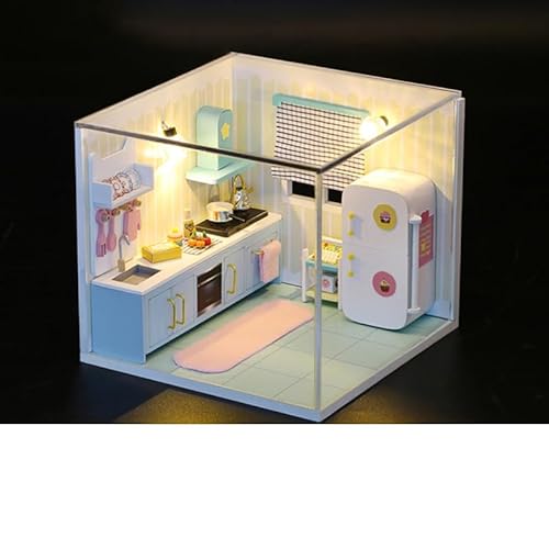 Foyucool Miniaturhaus-Set zum Selbermachen, Puppenhaus-Set mit Möbeln, Mini-Haus-Bastelset für Erwachsene zum Bauen, Halloween/Weihnachtsdekorationen/Geschenke, S2007 von Foyucool