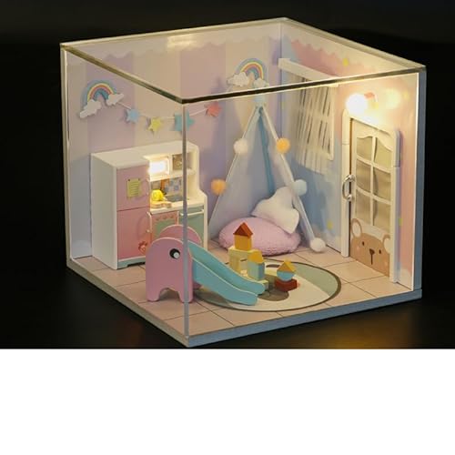 Foyucool Miniaturhaus-Set zum Selbermachen, Puppenhaus-Set mit Möbeln, Mini-Haus-Bastelset für Erwachsene zum Bauen, Halloween/Weihnachtsdekorationen/Geschenke, S2008 von Foyucool