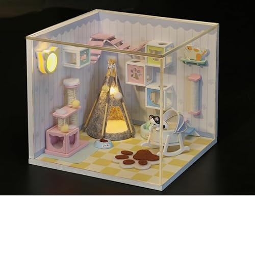 Foyucool Miniaturhaus-Set zum Selbermachen, Puppenhaus-Set mit Möbeln, Mini-Haus-Bastelset für Erwachsene zum Bauen, Halloween/Weihnachtsdekorationen/Geschenke, S2009 von Foyucool