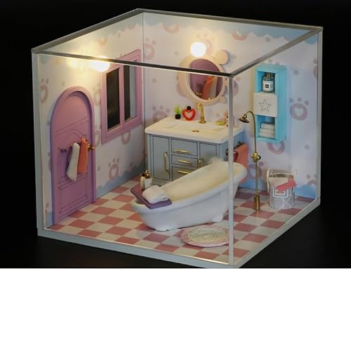Foyucool Miniaturhaus-Set zum Selbermachen, Puppenhaus-Set mit Möbeln, Mini-Haus-Bastelset für Erwachsene zum Bauen, Halloween/Weihnachtsdekorationen/Geschenke, S2010 von Foyucool
