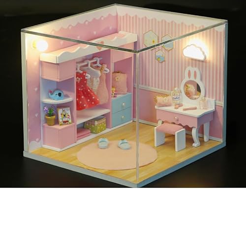 Foyucool Miniaturhaus-Set zum Selbermachen, Puppenhaus-Set mit Möbeln, Mini-Haus-Bastelset für Erwachsene zum Bauen, Halloween/Weihnachtsdekorationen/Geschenke, S2011 von Foyucool