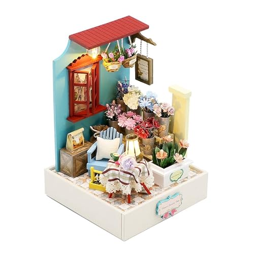 Foyucool Miniaturhaus-Set zum Selbermachen, Puppenhaus-Set mit Möbeln, Mini-Haus-Bastelset für Erwachsene zum Bauen, Halloween/Weihnachtsdekorationen/Geschenke, S2202 von Foyucool