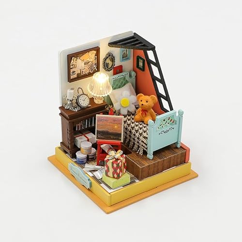 Foyucool Miniaturhaus-Set zum Selbermachen, Puppenhaus-Set mit Möbeln, Mini-Haus-Bastelset für Erwachsene zum Bauen, Halloween/Weihnachtsdekorationen/Geschenke, S2302 von Foyucool