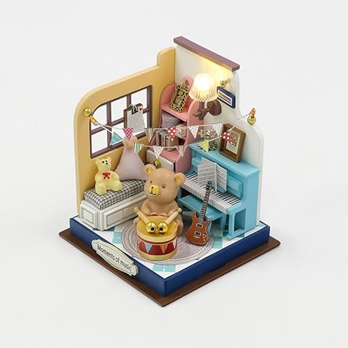 Foyucool Miniaturhaus-Set zum Selbermachen, Puppenhaus-Set mit Möbeln, Mini-Haus-Bastelset für Erwachsene zum Bauen, Halloween/Weihnachtsdekorationen/Geschenke, S2303 von Foyucool