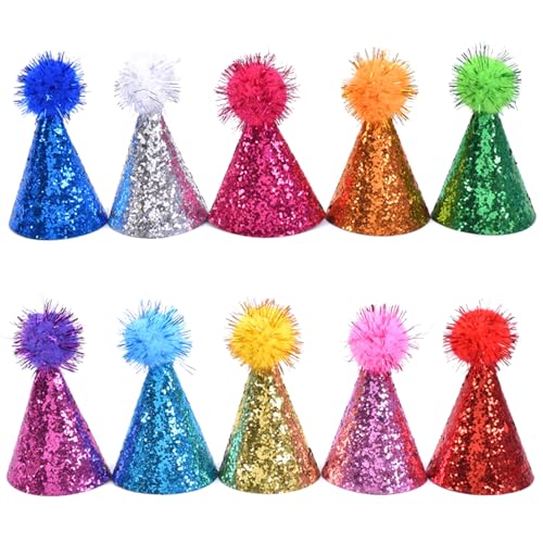 10er Set Kleine Partyhüte Kostüm Hüte für Tiere und Hunde mit Glitzer und Comfort Fit Kopfgröße Geburtstag Foto Requisiten 10er Set Kleine Partyhüte Kostüm Hüte für Tiere und Hunde mit Glitzer und Comfort Fit Kopfgröße Geburtstag Foto Requisiten von Fpbiagoq