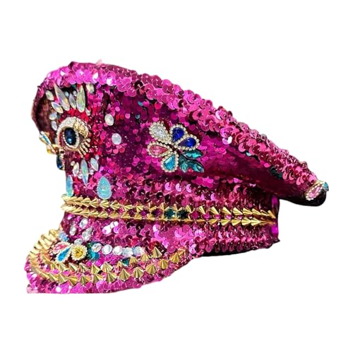 [Fpbiagoq] Funkelnder Kapitän Hut Captain Heavy Crystal Pailletten Hut für Junggesellinnenabschied von Fpbiagoq