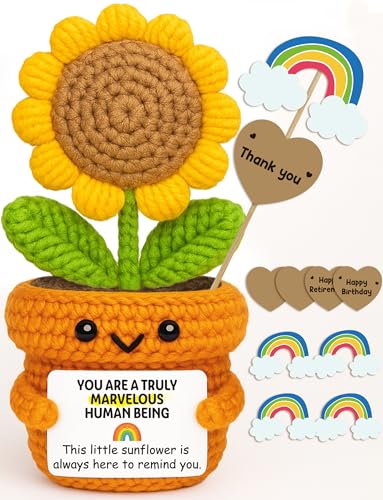 Affirmation Crochet Sunflower Gift with Positive Vibes Card - Marvelous Human Being Reminder for Coworker, Teacher, Employee, Boss, Friend - Birthday, Thank You, Farewell Gifts for Women, Men Affirmation Crochet Sunflower Gift with Positive Vibes Card - Marvelous Human Being Reminder for Coworker, Teacher, Employee, Boss, Friend - Birthday, Thank You, Farewell Gifts for Women, Men von Frabaca