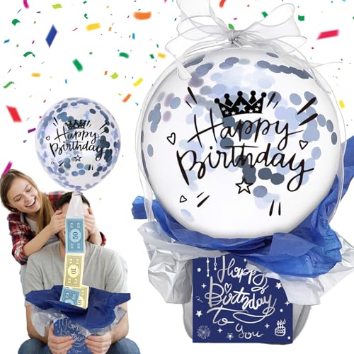 Geldgeschenke Geburtstag Überraschungsbox mit Luftballons, Pull Geld Ballon Box für Geldgeschenke, Geldgeschenk Ballon, Geburtstag Geldgeschenk Verpackung für Familie und Freunde (Blau) von Fractoluxe