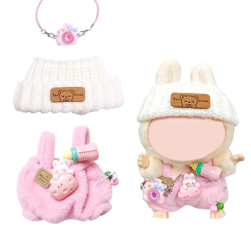 Puppenkleidung frür 17cm Plüsch, Mini Plüsch Kleidung Outfit, Bekleidungs Zubehör für 17cm La-Bubu Puppen+Weiße Linie Hut+Strap Hosen, Bekleidung DIY Geschenke Puppenkleidung frür 17cm Plüsch, Mini Plüsch Kleidung Outfit, Bekleidungs Zubehör für 17cm La-Bubu Puppen+Weiße Linie Hut+Strap Hosen, Bekleidung DIY Geschenke von Fractoluxe