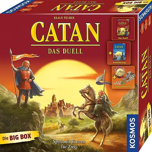 KOSMOS 682057 Catan - Das Duell - Big Box, Catan Duell und Erweiterung Finstere & Goldene Zeiten in der Vorteilsbox, Spiele für 2 Personen, Siedler von Catan Kartenspiel von Kosmos