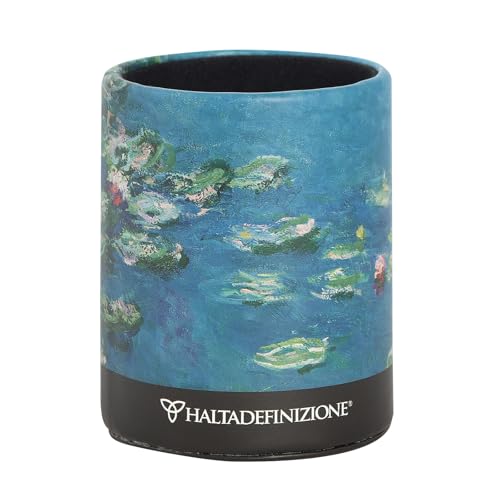 Halta Definitione - Stiftehalter für den Schreibtisch, mit einer Außenseite aus Hartpappe bedruckt mit einem Kunstwerk von Monet und rutschfester Unterseite, Maße: 19,5 cm Höhe x 7 Durchmesser, von Franco Cosimo Panini