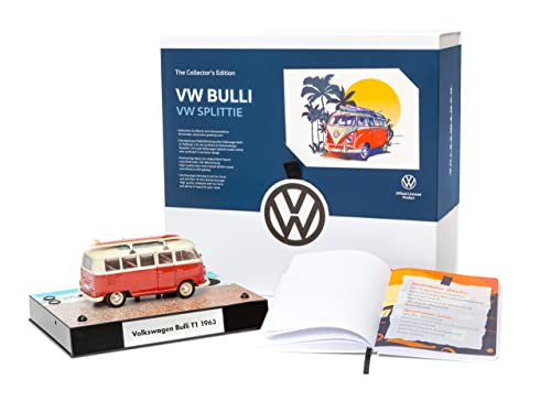 FRANZIS 55107 - Collector's Edition Volkswagen VW Bulli T1, detailgetreues Modellauto im Maßstab 1:24, in handgefertigter Sammlerbox, inkl. 200-seitigem Notizbuch und Grußkarte von Franzis