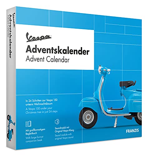 FRANZIS 67109 - Vespa Adventskalender 2020 – Modellbausatz im Maßstab 1:43, inkl. Soundmodul und 52-seitigem Begleitbuch von Franzis