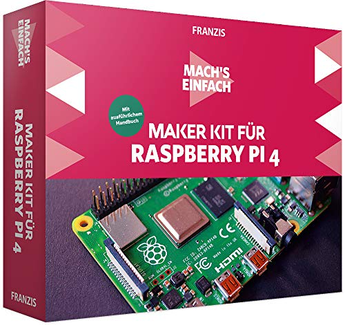 FRANZIS 67112 - Mach's einfach, Maker Kit für Raspberry Pi 4, inkl. allen Bauteilen und 150-seitigem Handbuch von Franzis
