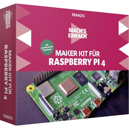 FRANZIS 67112 - Mach's einfach, Maker Kit für Raspberry Pi 4, inkl. allen Bauteilen und 150-seitigem Handbuch von Franzis