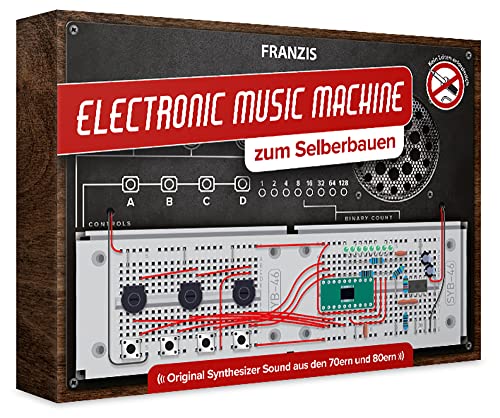 FRANZIS 67118 - Electronic Music Machine Bausatz ohne Löten, Sythesizer zum Selberbauen - inkl. umfangreichem Handbuch, Soundprozessor, Steckbrett LEDs u.v.m. von Franzis