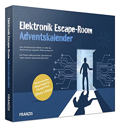 FRANZIS 67154 - Elektronik Escape Room Adventskalender, 24 Tage elektronischer Rätselspaß, ohne Löten, inkl. 40-seitigem Begleitbuch von Franzis