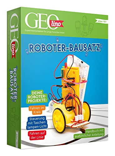 FRANZIS 67158 - GEOlino Roboter Bausatz, inkl. Handbuch mit ausführlicher Anleitung, ohne Löten, für Kinder ab 10 Jahren von Franzis