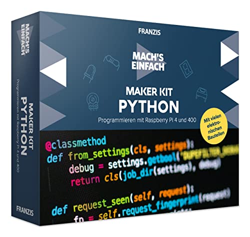FRANZIS 67183 - Mach' s einfach, Maker Kit Python, für Raspberry Pi 4 und 400, inkl. allen Bauteilen und 140-seitigem Handbuch von Franzis
