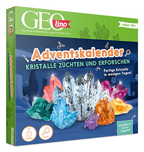 FRANZIS 67186 - GEOlino Adventskalender Kristalle züchten und erforschen, fertige Kristalle in 24 Tagen, zum Experimentieren, Erforschen und Entdecken, für Kinder ab 10 Jahren von Franzis