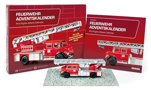 FRANZIS 67206 - Feuerwehr Adventskalender, Metall Modellbausatz des Mercedes-Benz L1519 im Maßstab 1:43, inkl. 52-seitigem Begleitbuch von Franzis