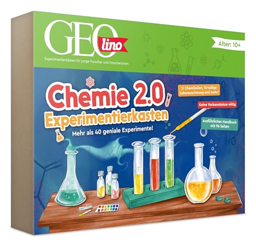 FRANZIS 67212 - GEOlino Chemie 2.0 Experimentierkasten - Mehr als 40 geniale Experimente! Für Kinder ab 10 Jahren, Mehrfabig von Franzis