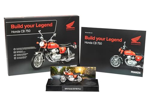 FRANZIS 67215 - Honda CB 750 Build Your Legend, Metall Modellbausatz im Maßstab 1:24, inkl. Soundmodul und 67-seitigem Begleitbuch von Franzis
