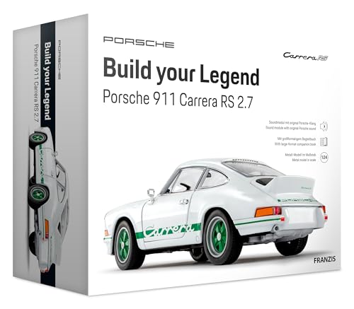 FRANZIS 67267 - Porsche 911 Carrera RS 2.7 - Build Your Legend - detailgetreuer Modellbausatz inkl. Soundmodul, LED-Beleuchtung, Begleitbuch von Franzis