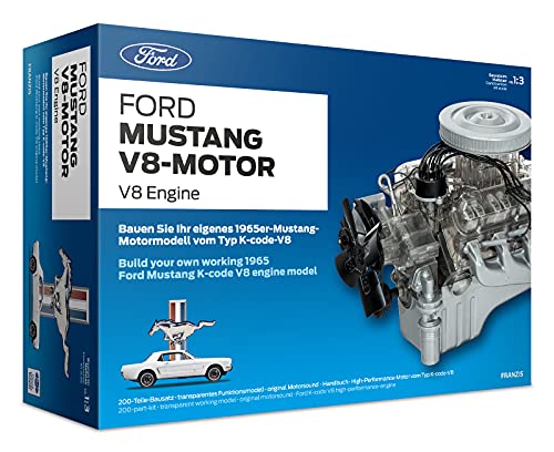 Franzis FMV019 Ford Mustang V8-Motor | 200-Teile Bausatz - transparentes, voll funktionsfähiges Motormodell und reich bebildertes Handbuch | Basteln für Auto Fans | Ab 14 Jahren von Franzis