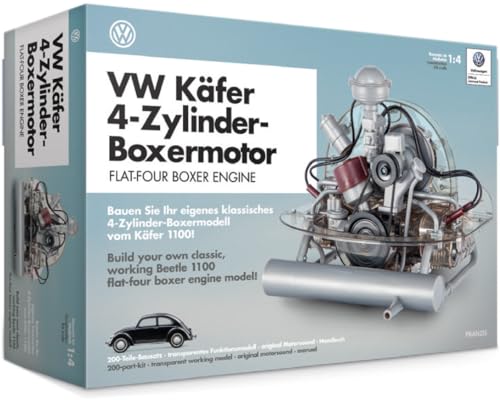 FRANZIS 67038 – Volkswagen VW Käfer Boxermotor, originalgetreuer Motorbausatz des 4-Zylinder Käfer 1100 Motors im Maßstab 1:4, inkl. Soundmodul, Anleitung und 100-seitigem Begleitbuch von Franzis