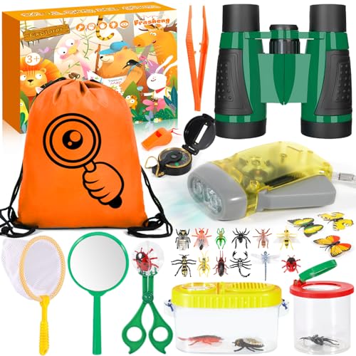 Frasheng Forscherset für Kinder, Fernglas für Kinder 28-teiliges Entdecker Set mit Insektenfänger, Kompass, Becherlupe und mehr, Outdoor Spielzeug Kinder für Camping, Naturerkundungen und Abenteuer Frasheng Forscherset für Kinder, Fernglas für Kinder 28-teiliges Entdecker Set mit Insektenfänger, Kompass, Becherlupe und mehr, Outdoor Spielzeug Kinder für Camping, Naturerkundungen und Abenteuer von Frasheng