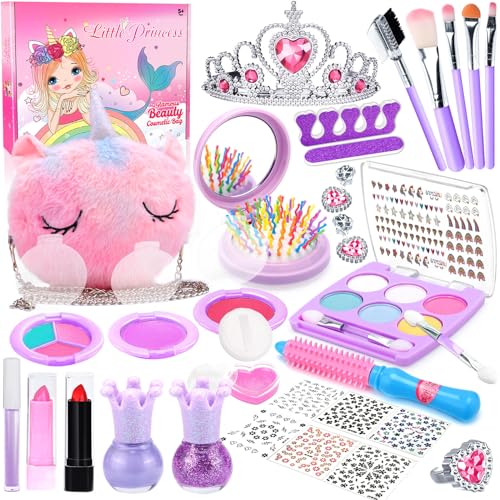 Frasheng Kinderschminke Set Mädchen, 33PCS Abwaschbar Real Kinder Kosmetik Set mit Schminkkoffer Kinder Mädchen Schminke Makeup Set Weihnachten Geburtstag für Mädchen Kleine Kinder Prinzessin von Frasheng