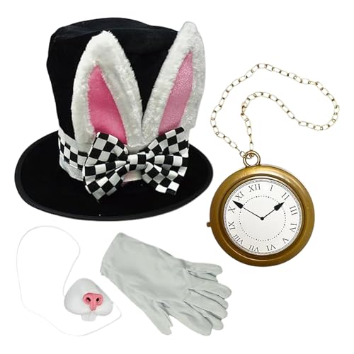 Bunny Costume, Bunny Accessories, Ear Hat Nose Clock Gloves Top Cap Cosplay Props Set, Party Outfit Supplies with Cute Details, Dress Up Kit for Halloween Easter Adults Events, Multicolor Bunny Costume, Bunny Accessories, Ear Hat Nose Clock Gloves Top Cap Cosplay Props Set, Party Outfit Supplies with Cute Details, Dress Up Kit for Halloween Easter Adults Events, Multicolor von Fravsiu