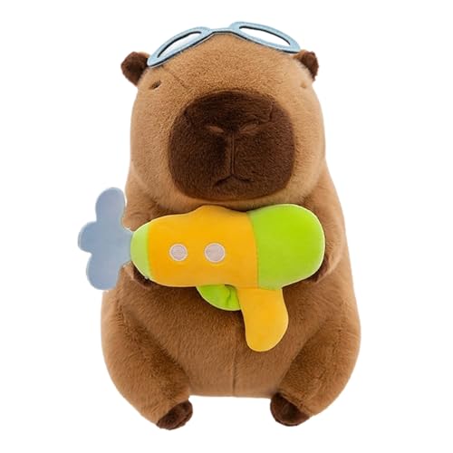 Capybara Stuffed Tier, Plüschtier, weich, kompakt mit Swimwear Outfit, ergonomisch, tragbar, Cuddly Capybara für Babys, Kinder, Erwachsene, Zuhause, Auto, Graduation, Travel Companion von Fravsiu
