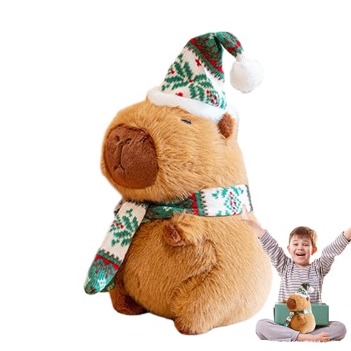 Fravsiu Christmas Capybara Plüsch, niedliche Tierpuppe, gefülltes Tierspielzeug, Plüschpuppe mit Hat, niedliche Tierpuppe, Plüsch, Weihnachtspuppe, Capybara, Plüschtier, mit und Schal für Fravsiu Christmas Capybara Plüsch, niedliche Tierpuppe, gefülltes Tierspielzeug, Plüschpuppe mit Hat, niedliche Tierpuppe, Plüsch, Weihnachtspuppe, Capybara, Plüschtier, mit und Schal für von Fravsiu