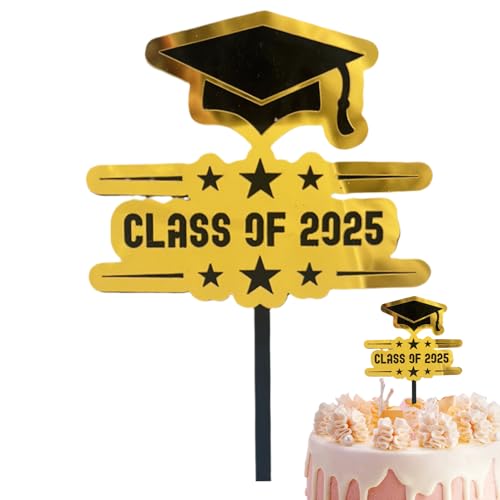 Fravsiu Förderung der Klasse von fünfundzwanzig Cupcake-Dekorationen | Acryl-Cupcake-Dekorationen für Abschluss-Cupcakes – schwarz-goldene Aperitif-Spieße für zu Hause oder in der Schule Fravsiu Förderung der Klasse von fünfundzwanzig Cupcake-Dekorationen | Acryl-Cupcake-Dekorationen für Abschluss-Cupcakes – schwarz-goldene Aperitif-Spieße für zu Hause oder in der Schule von Fravsiu